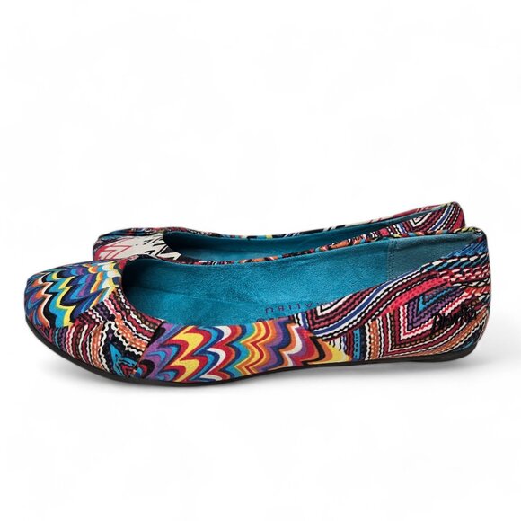Blowfish Palma Ballet Flats Women's Boho Pleated Edge Festive Geo Pattern 7.5 - Picture 3 of 10